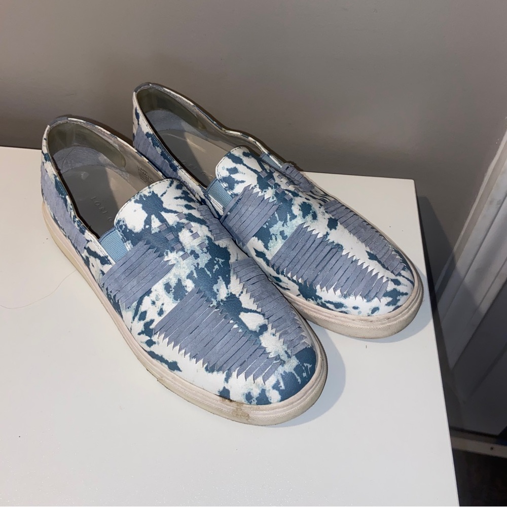 Lori Goldstein Collection Li-Baize Slip On Sneaker Blue White 7.5 Leather Upper